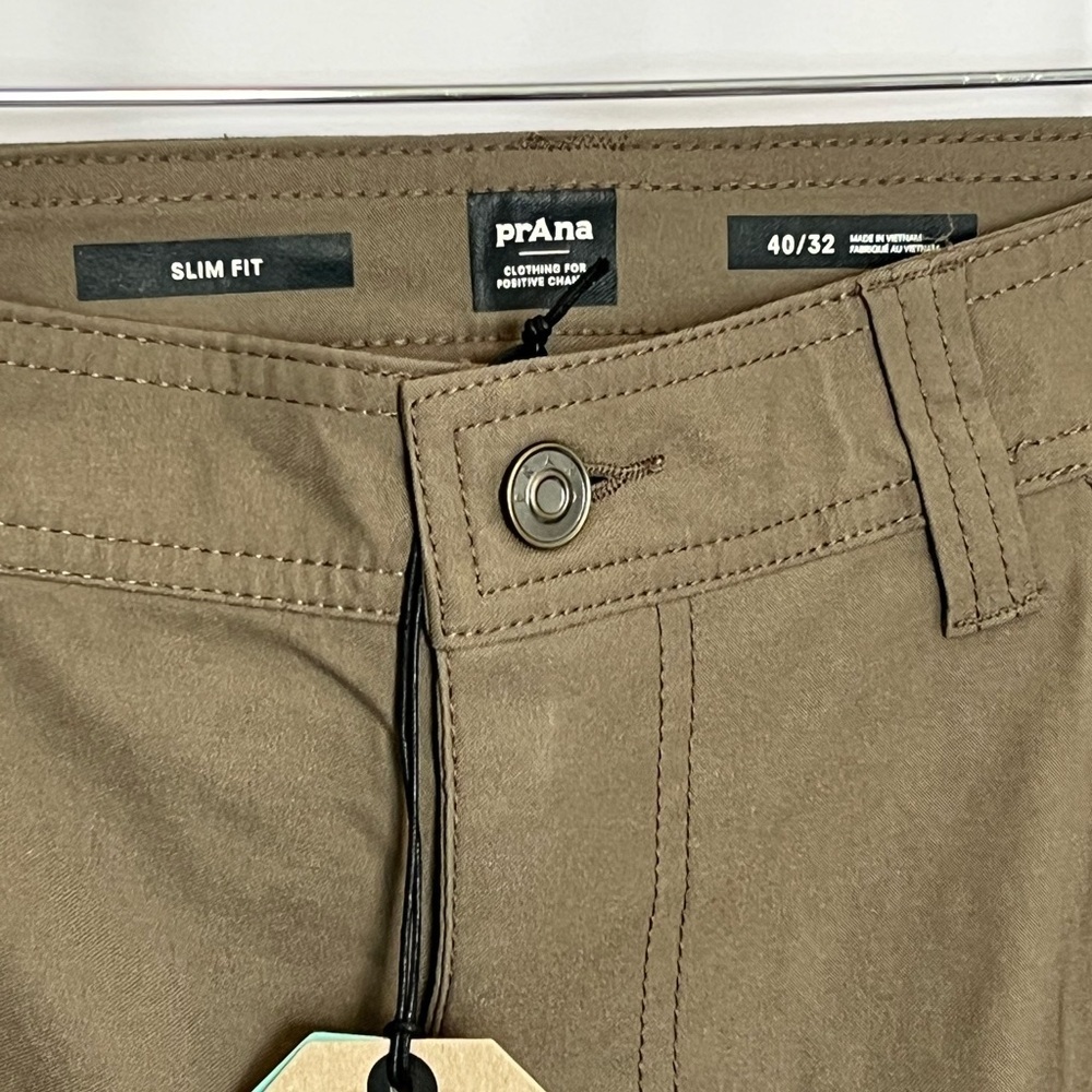 Prana Stretch Brion Slim Straight Hiking Pants Slate Green Men's 40x32 NWT's - Picture 3 of 5